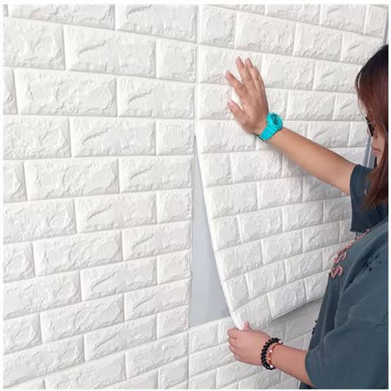 3d Wall Sticker White Brick Sheet | Bedroom Home Decor Waterproof Self Adhesive Living Room Wallpaper (2*2.5ft)