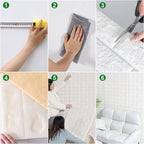 3d Wall Sticker White Brick Sheet | Bedroom Home Decor Waterproof Self Adhesive Living Room Wallpaper (2*2.5ft)