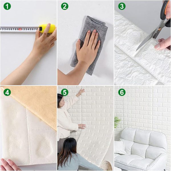 3d Wall Sticker White Brick Sheet | Bedroom Home Decor Waterproof Self Adhesive Living Room Wallpaper (2*2.5ft)