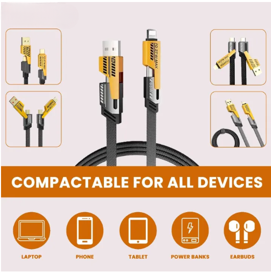 4 In 1 Data Cable – Usb-c & Lightning Connectors
