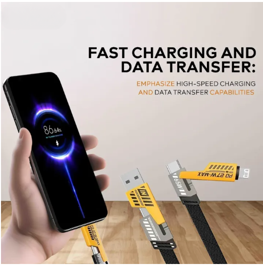 4 In 1 Data Cable – Usb-c & Lightning Connectors