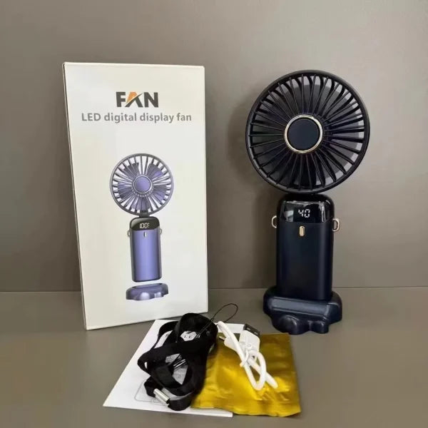 Led Digital Display Rechargeable Fan With Usb Cable