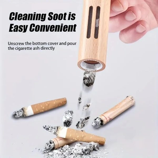 Portable Mobile Ashtray Mini Car Ashtray Anti Soot-flying Cigarette Cover Not Produce Ashes Walnut Wood Cigarette Holder ₨516