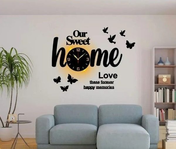 Our Sweet Home 3d Wooden Wall Clock With Light
