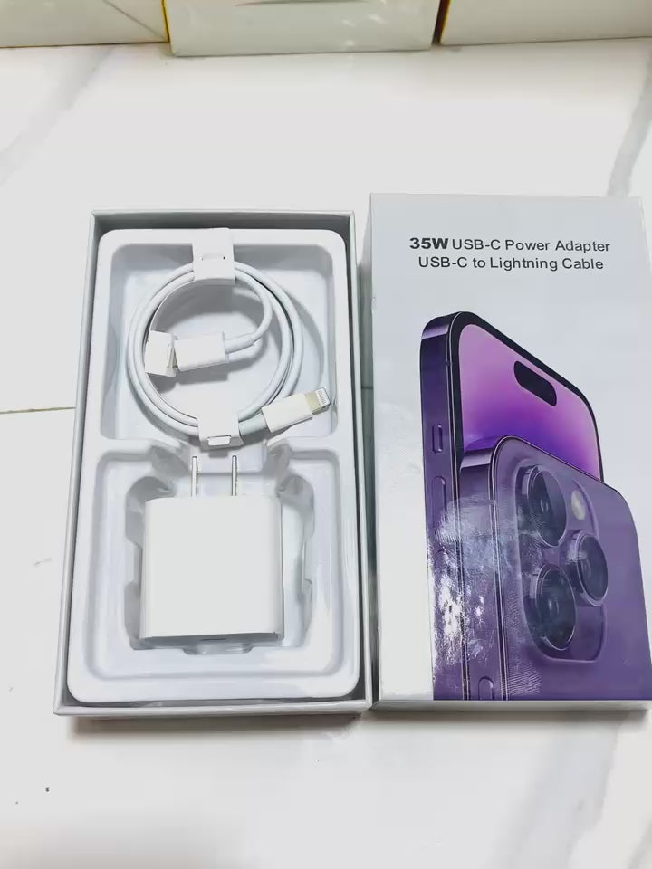 35w 2-pin Fast Charger With Type-c To Iphone Cable – 1m Length