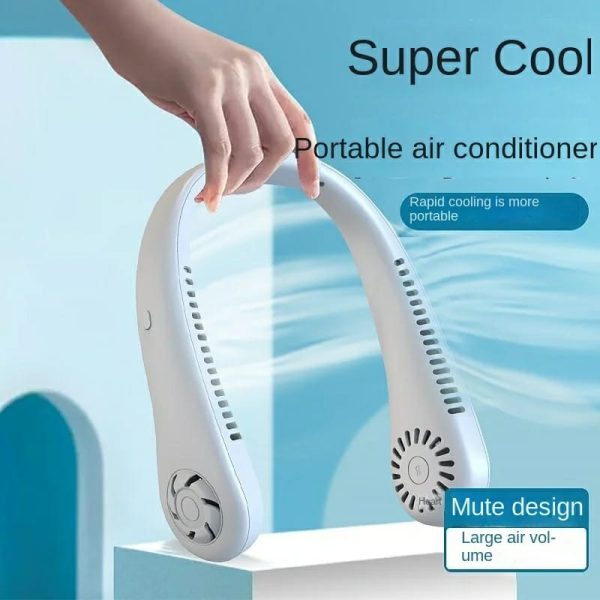 X5 Leafless Hanging Neck Fan With Adjustable Neck Band – Portable Rechargeable Neck Fan – Neck Fan For Summer (random Color)