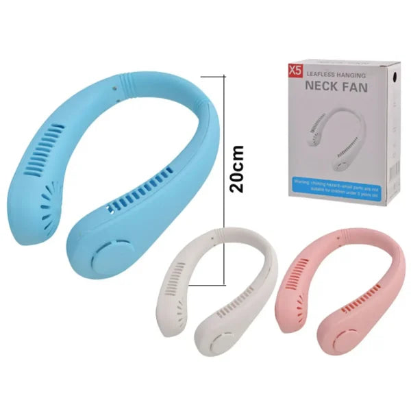X5 Leafless Hanging Neck Fan With Adjustable Neck Band – Portable Rechargeable Neck Fan – Neck Fan For Summer (random Color)