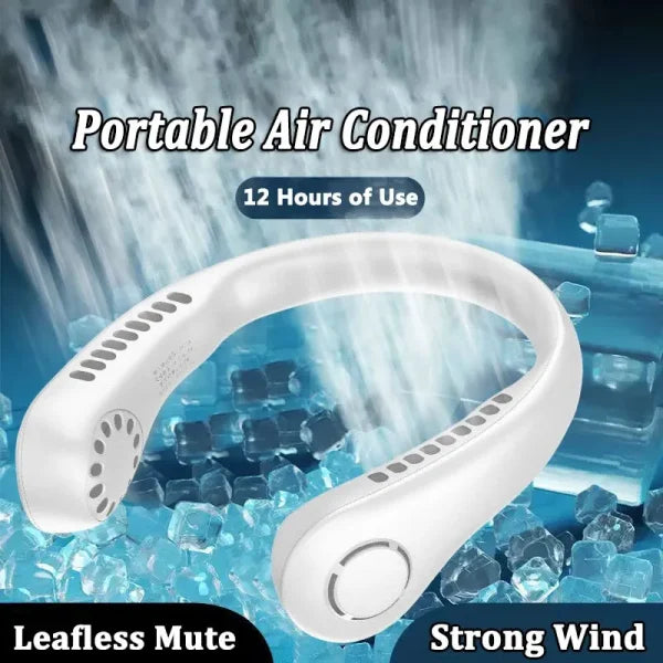 X5 Leafless Hanging Neck Fan With Adjustable Neck Band – Portable Rechargeable Neck Fan – Neck Fan For Summer (random Color)