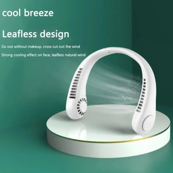 X5 Leafless Hanging Neck Fan With Adjustable Neck Band – Portable Rechargeable Neck Fan – Neck Fan For Summer (random Color)